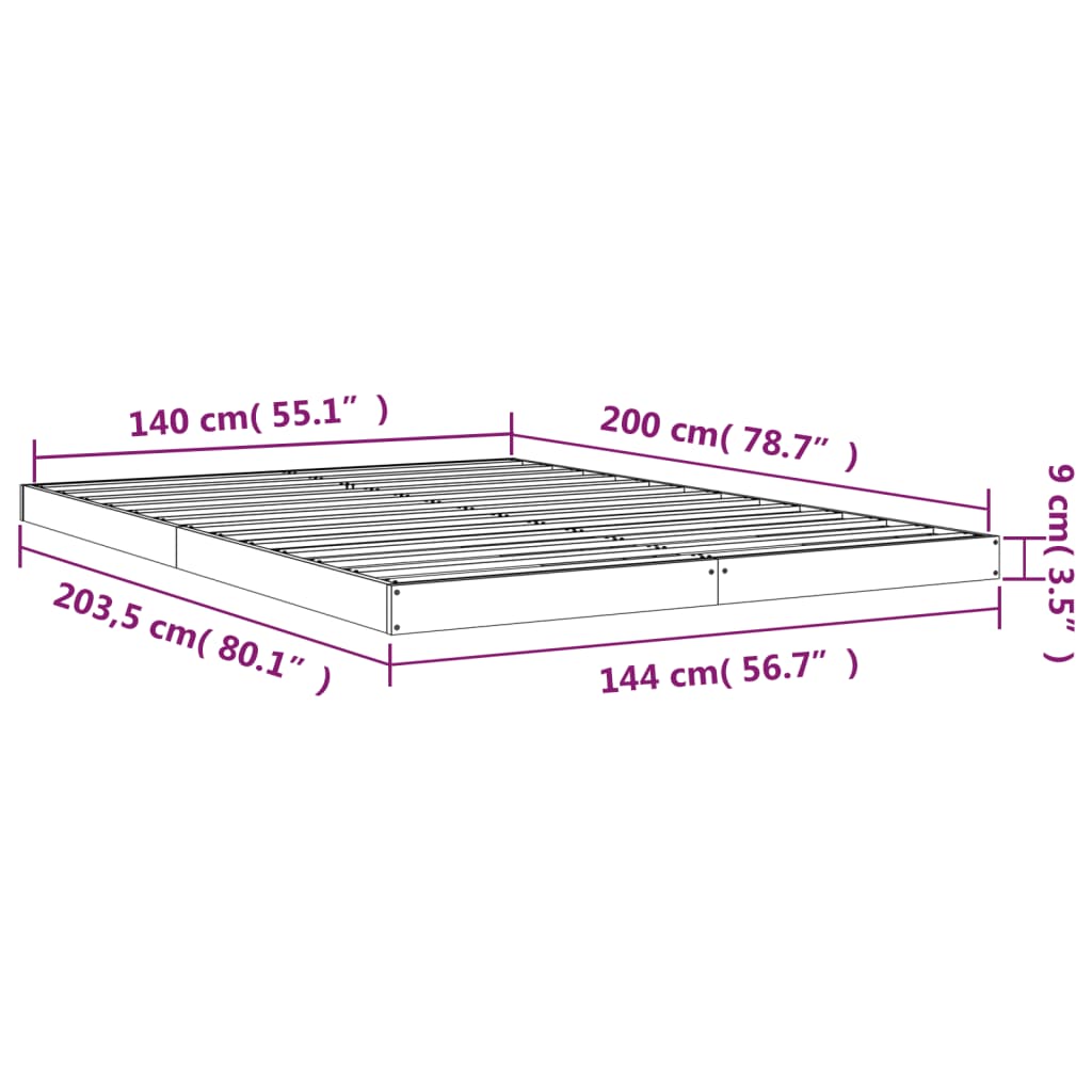 Bed Frame | Natural Wood | Solid pinewood | Double | Light Weight