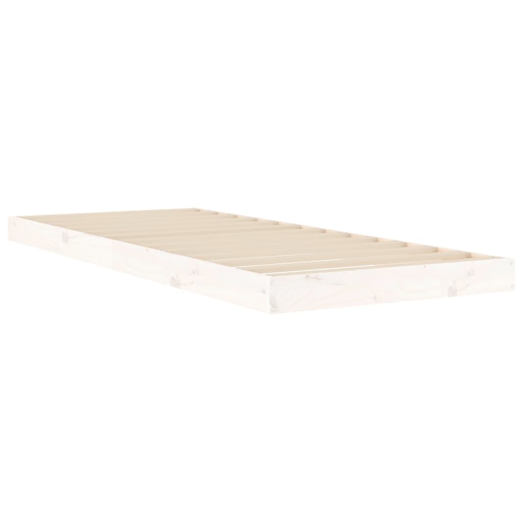 vidaXL Bed Frame without Mattress White 75x190 cm Small Single  Solid Wood Pine