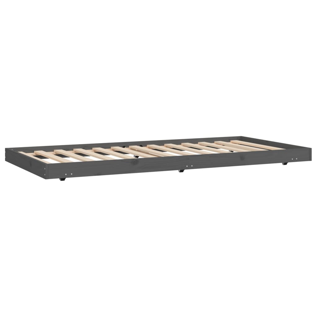 vidaXL Bed Frame without Mattress Grey 75x190 cm Small Single Solid Wood Pine