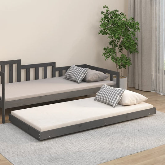 vidaXL Bed Frame without Mattress Grey 75x190 cm Small Single Solid Wood Pine