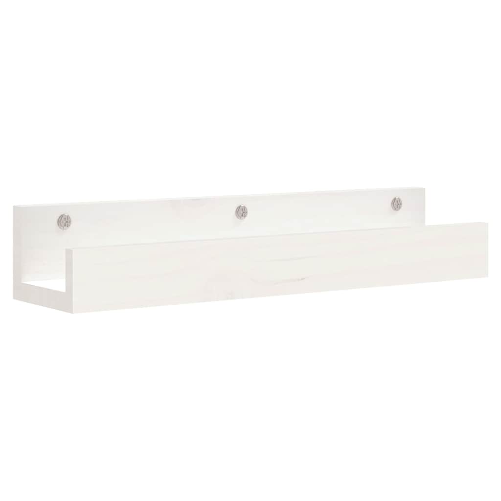Wall Shelves 2 pcs White 50x12x9 cm Solid Wood Pine