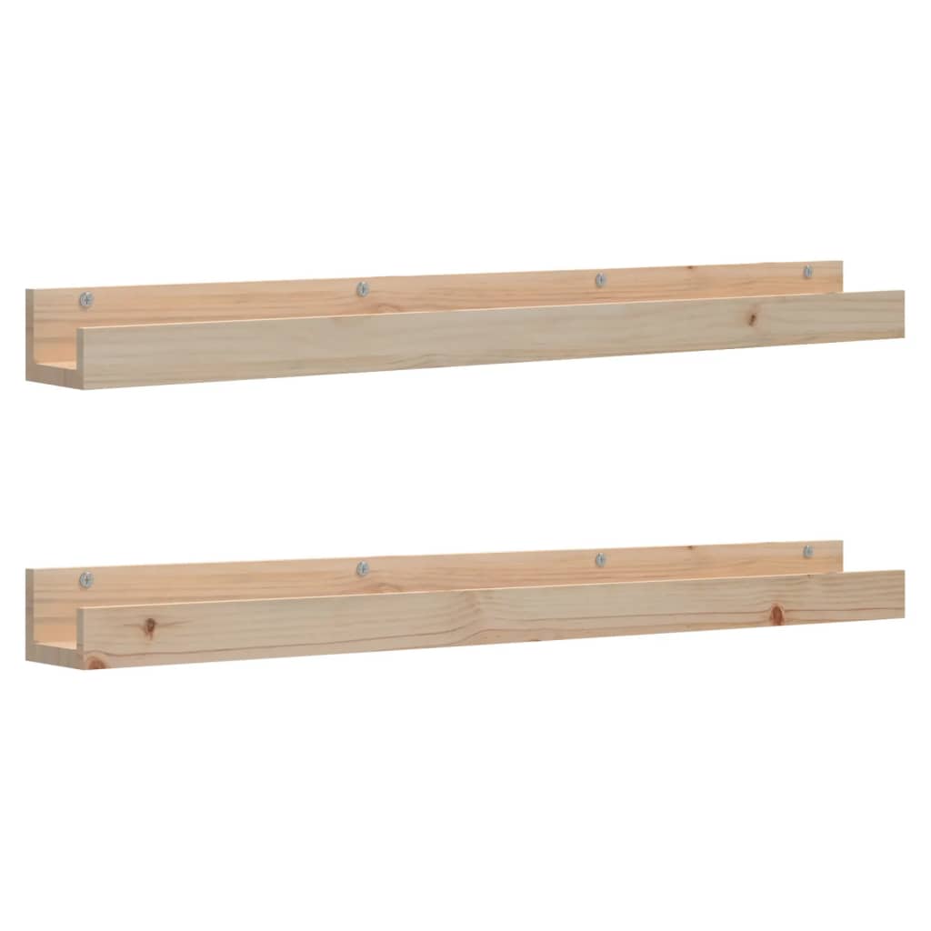 vidaXL Wall Shelves 2 pcs 110x12x9 cm Solid Wood Pine