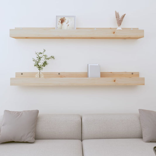 vidaXL Wall Shelves 2 pcs 110x12x9 cm Solid Wood Pine