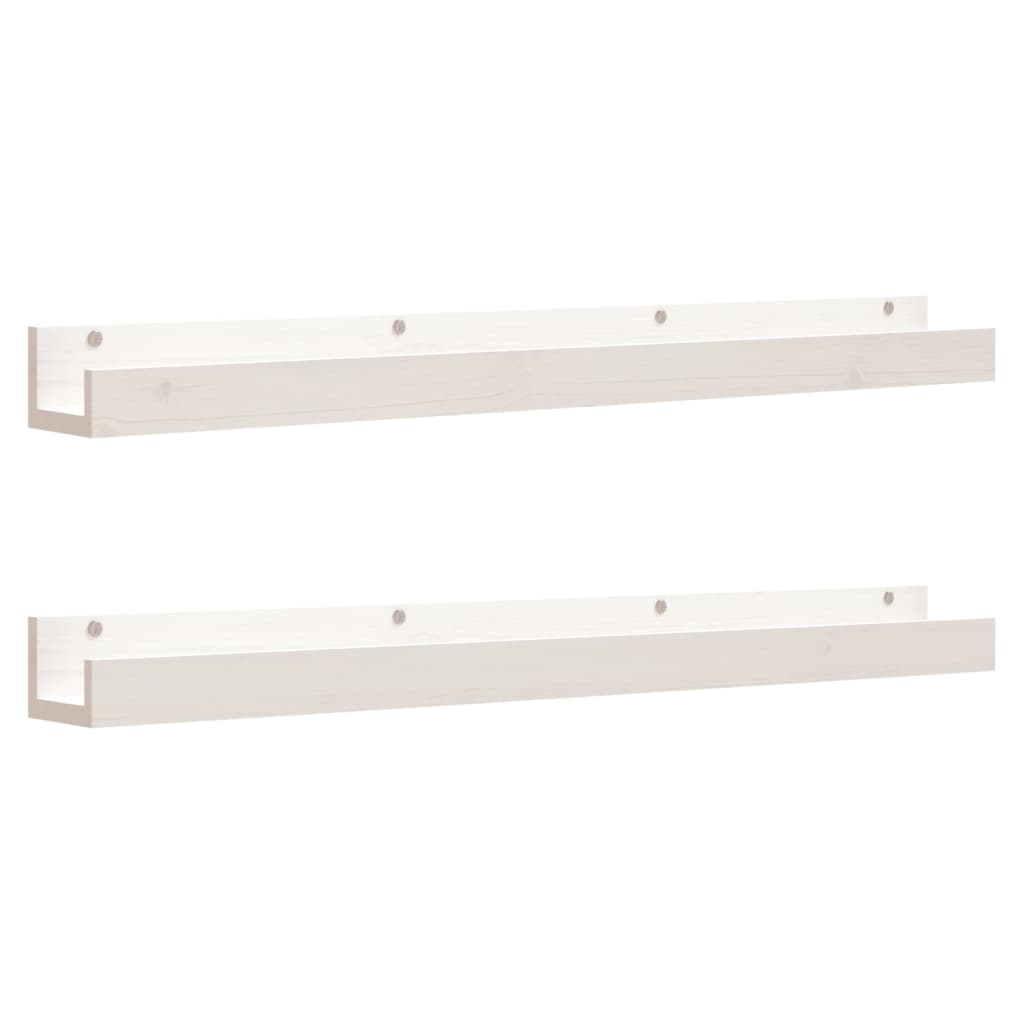 Wall Shelves 2 pcs White 110x12x9 cm Solid Wood Pine