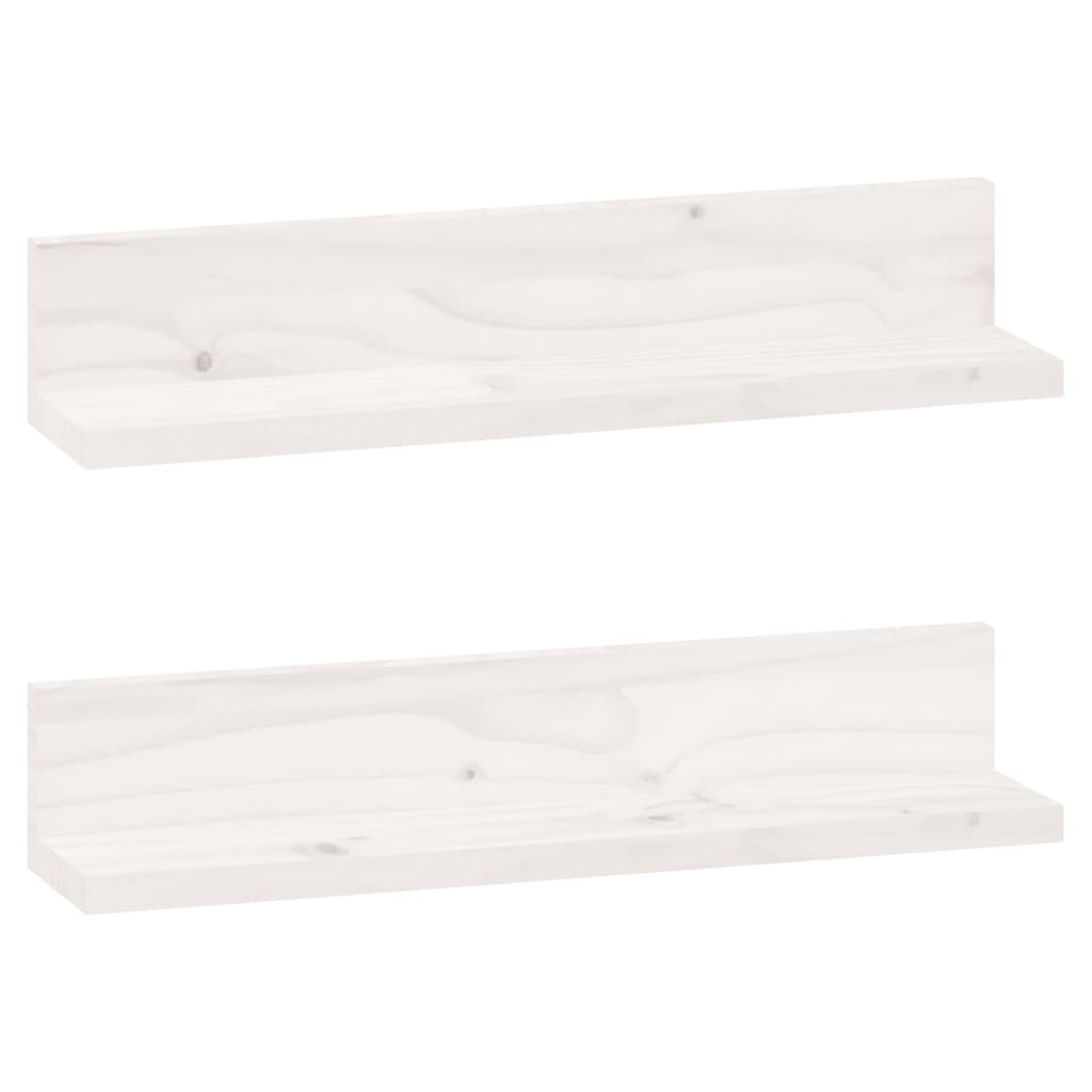 Wall Shelves 2 pcs White 50x11x9 cm Solid Wood Pine