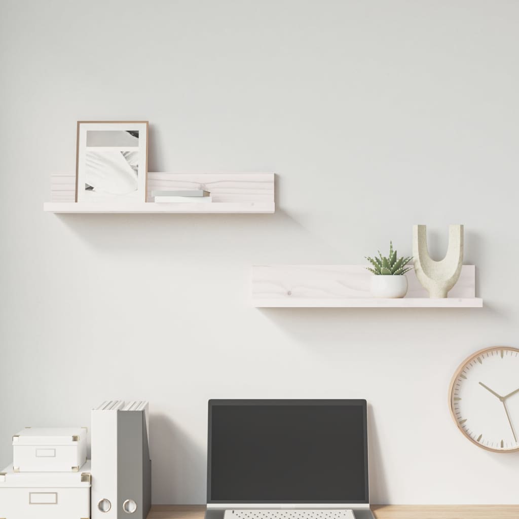 Wall Shelves 2 pcs White 50x11x9 cm Solid Wood Pine
