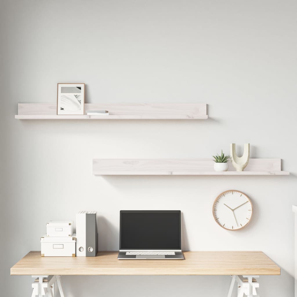 Wall Shelves 2 pcs White 110x11x9 cm Solid Wood Pine