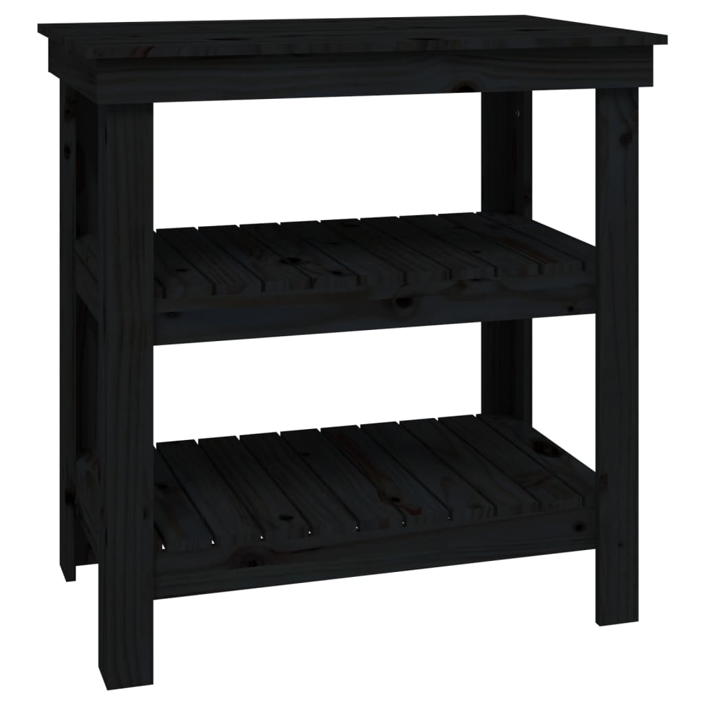 vidaXL Work Bench Black 78.5x50x80 cm Solid Wood Pine