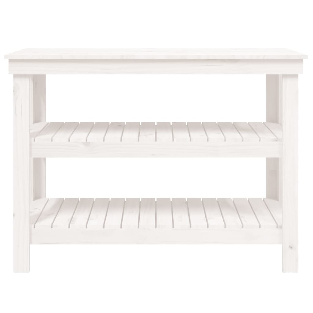Work Bench White 110.5x50x80 cm Solid Wood Pine