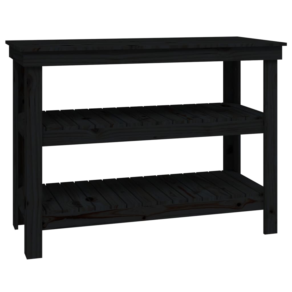 Work Bench Black 110.5x50x80 cm Solid Wood Pine