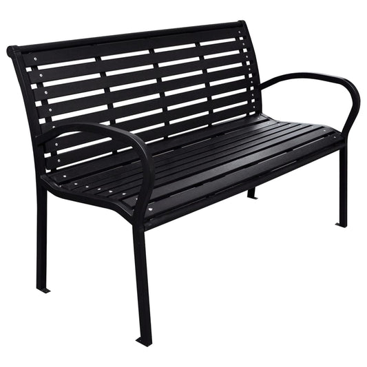 vidaXL Garden Bench Black 116 cm Steel and WPC