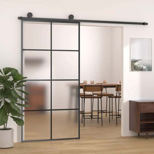 vidaXL Sliding Door with Hardware Set 102.5x205 cm ESG Glass&Aluminium