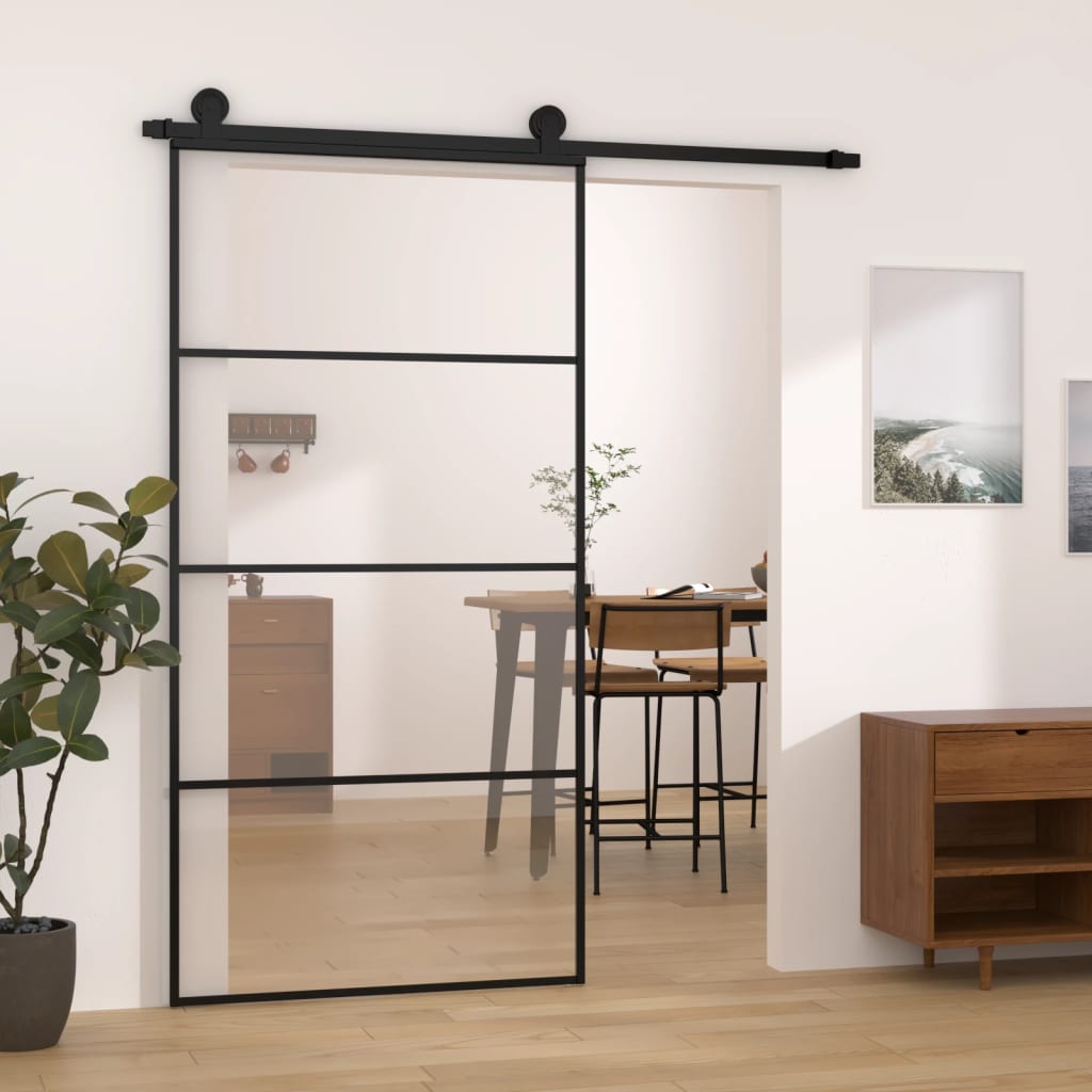 Sliding Door with Hardware Set 102,5x205 cm ESG Glass&Aluminium