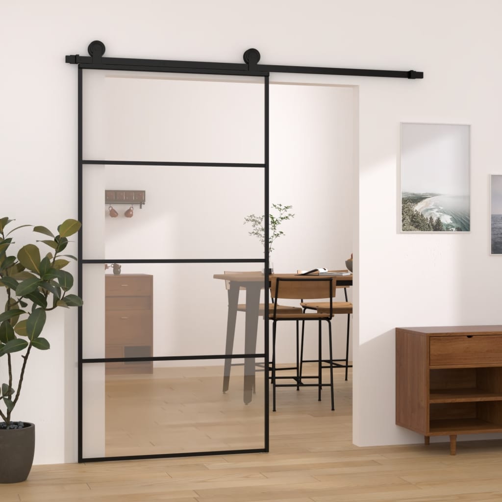 Sliding Door with Hardware Set 102,5x205 cm ESG Glass&Aluminium