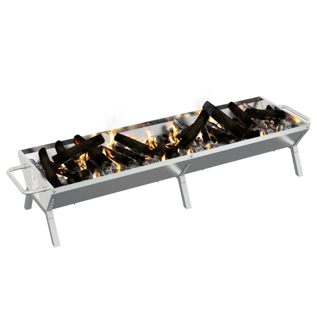 BBQ Tray Silver 158x42x31 cm Stainless Steel