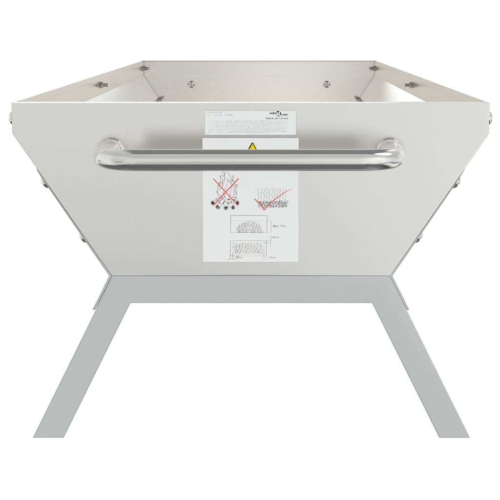BBQ Tray Silver 158x42x31 cm Stainless Steel