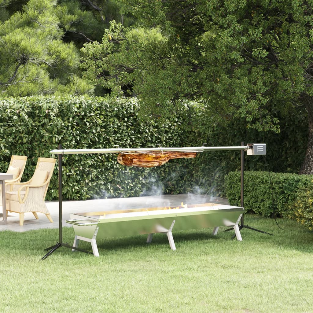 BBQ Tray Silver 158x42x31 cm Stainless Steel