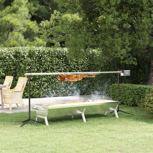 BBQ Tray Silver 158x42x31 cm Stainless Steel