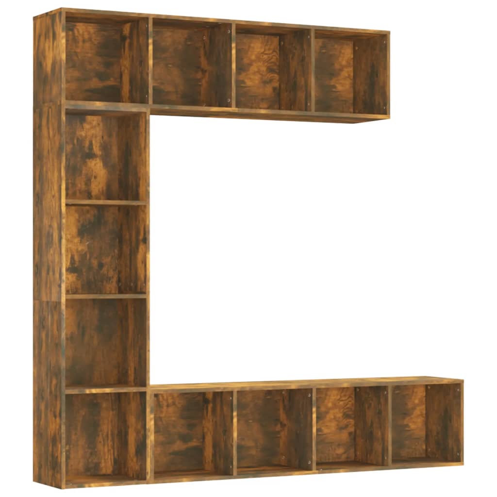 vidaXL 3 Piece Book/TV Cabinet Set Smoked Oak 180x30x180 cm