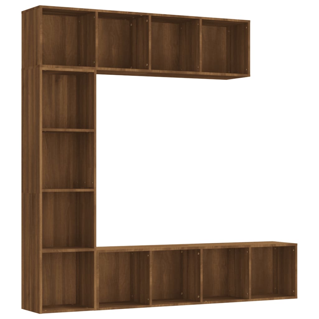 vidaXL 3 Piece Book/TV Cabinet Set Brown Oak 180x30x180 cm