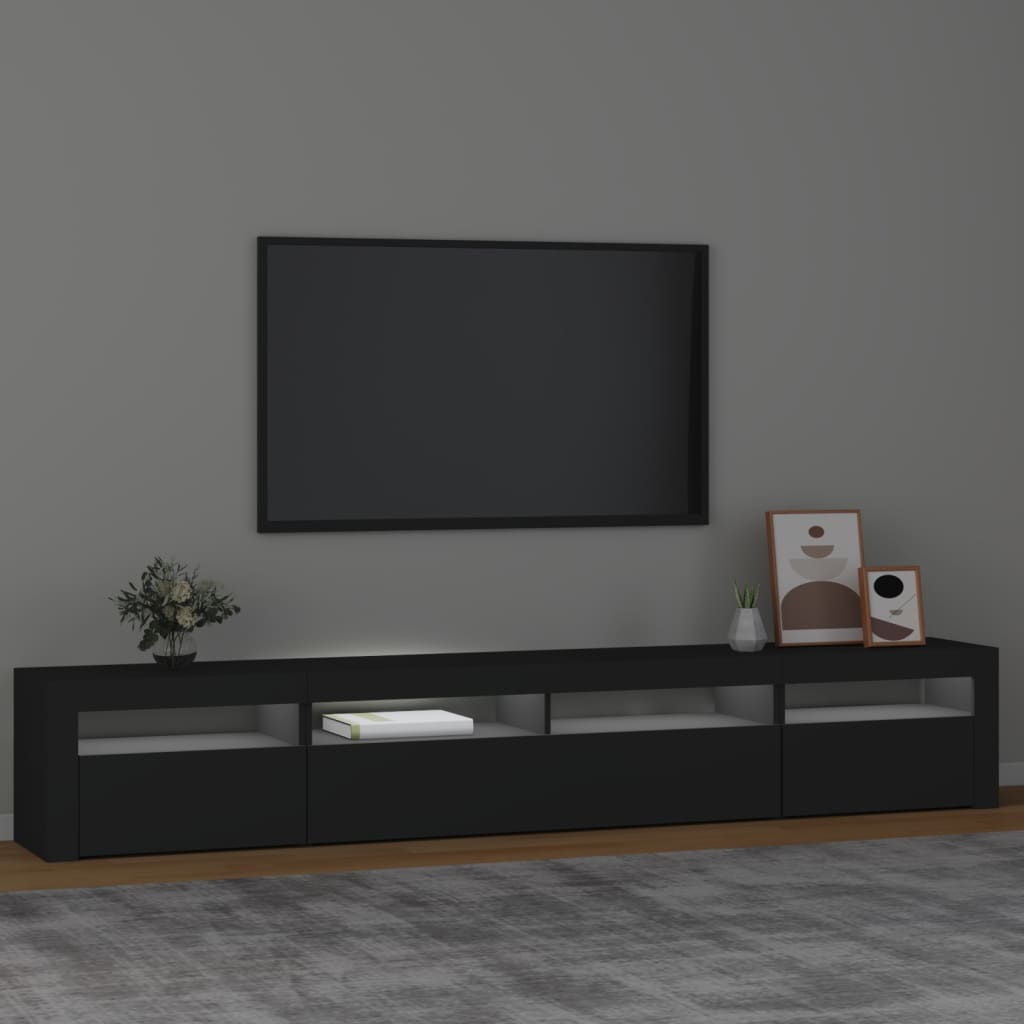 vidaXL TV Cabinet with LED Lights Black 240x35x40 cm