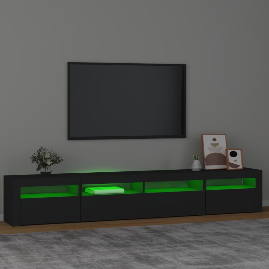 vidaXL TV Cabinet with LED Lights Black 240x35x40 cm