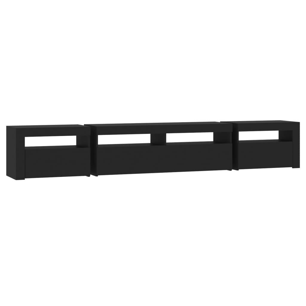 vidaXL TV Cabinet with LED Lights Black 240x35x40 cm