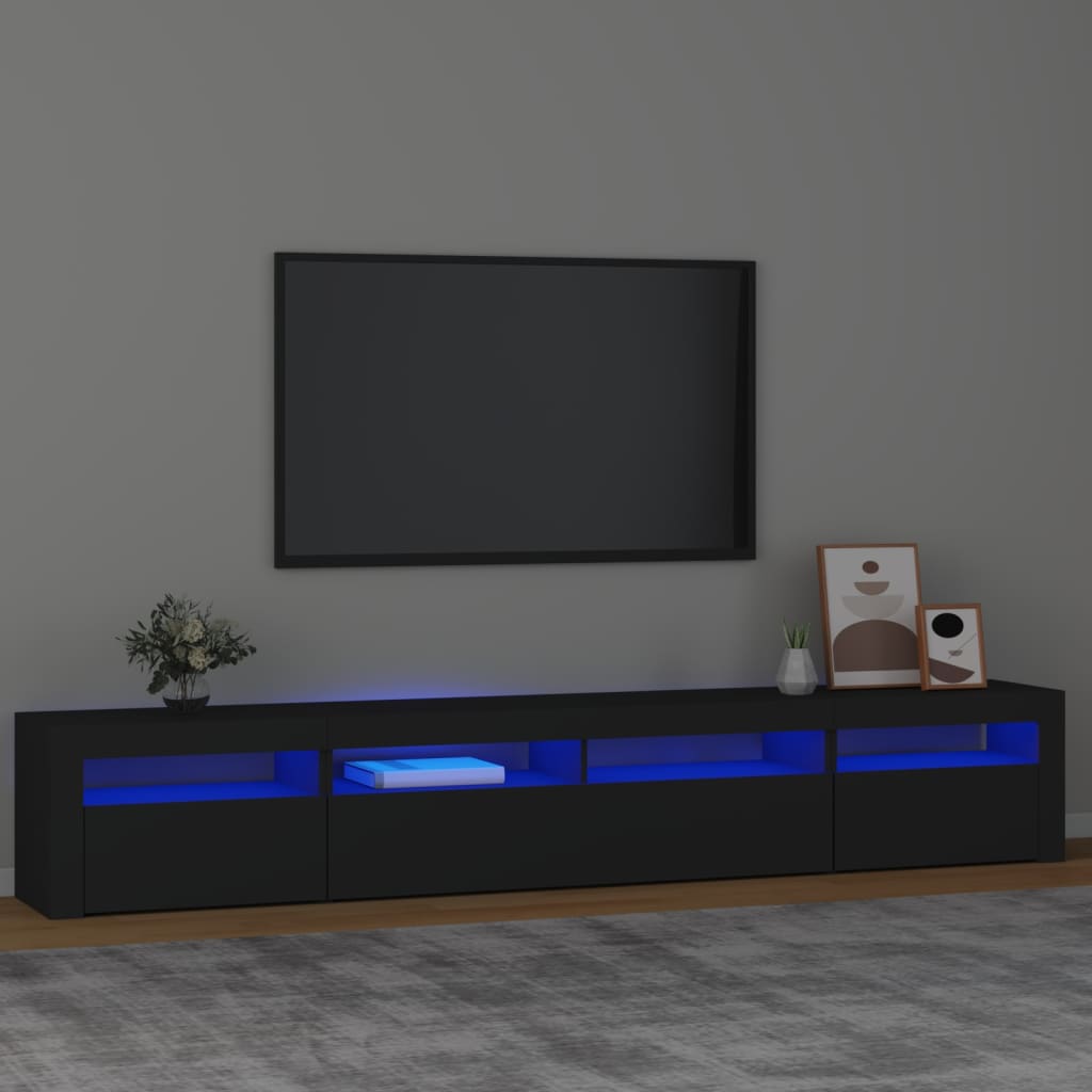 vidaXL TV Cabinet with LED Lights Black 240x35x40 cm