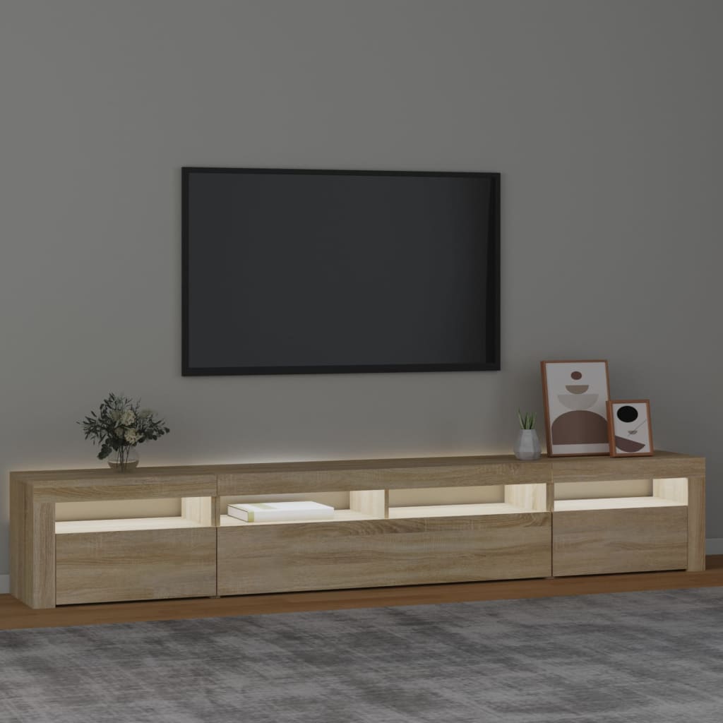 vidaXL TV Cabinet with LED Lights Sonoma Oak 240x35x40 cm