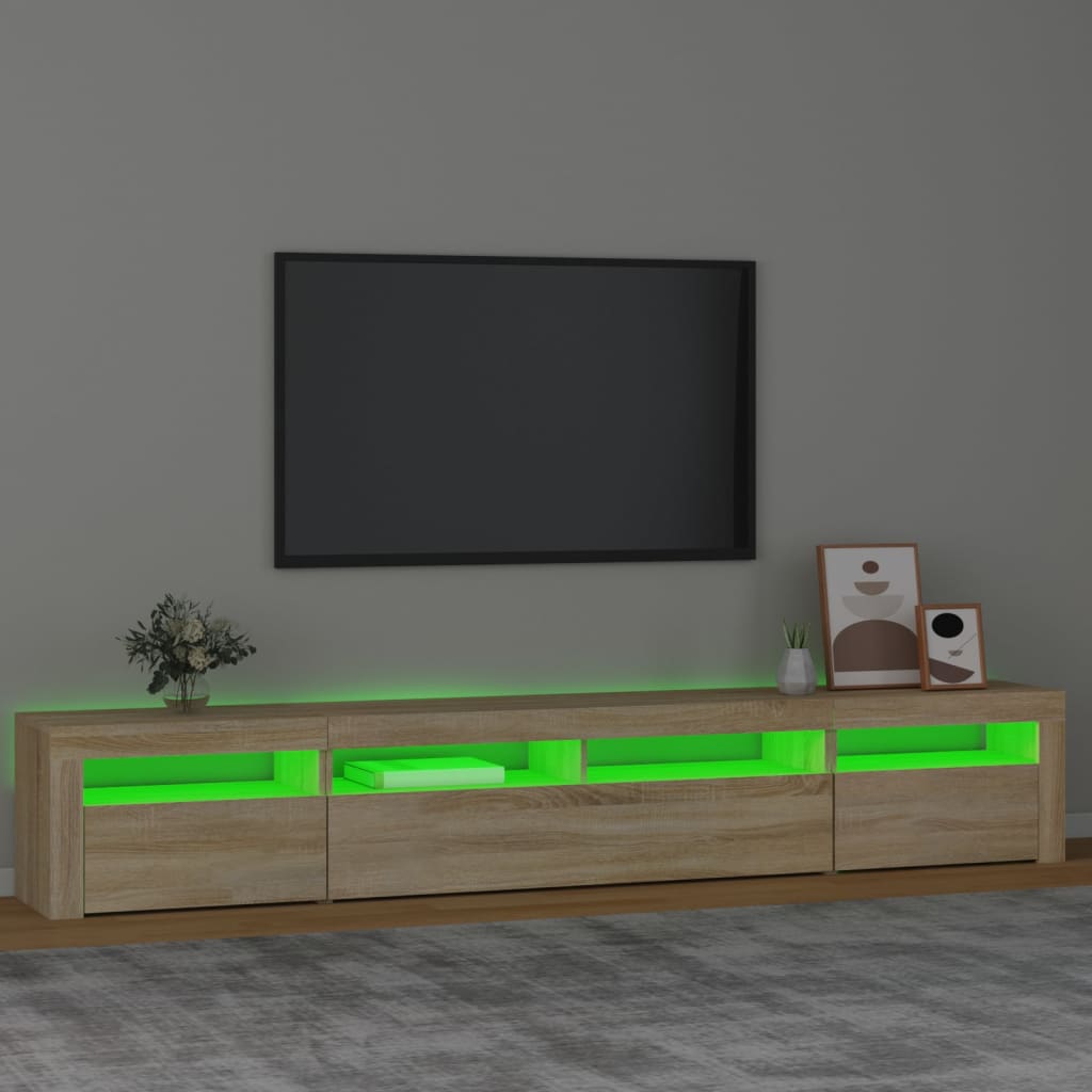 vidaXL TV Cabinet with LED Lights Sonoma Oak 240x35x40 cm