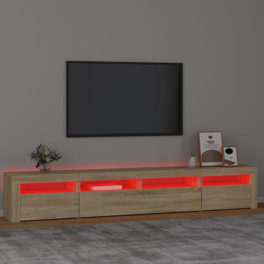 vidaXL TV Cabinet with LED Lights Sonoma Oak 240x35x40 cm