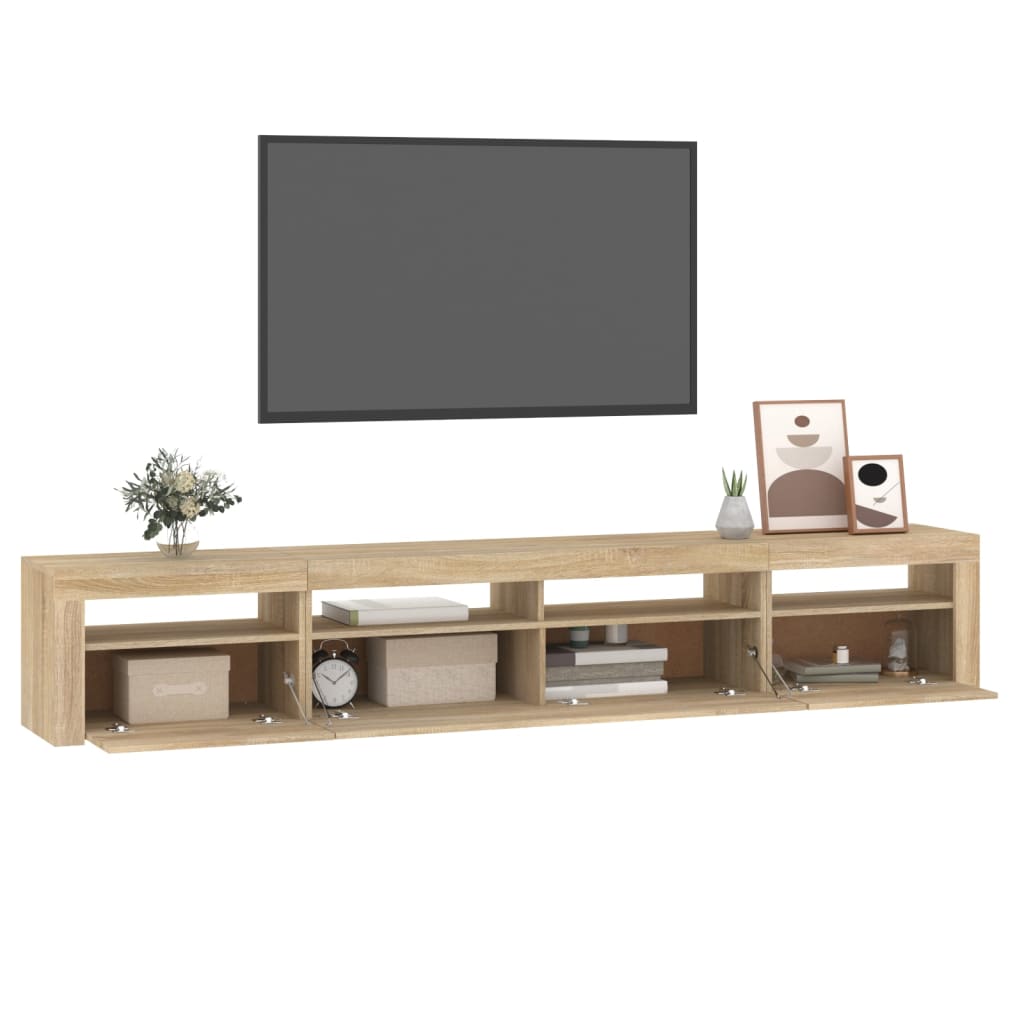 vidaXL TV Cabinet with LED Lights Sonoma Oak 240x35x40 cm