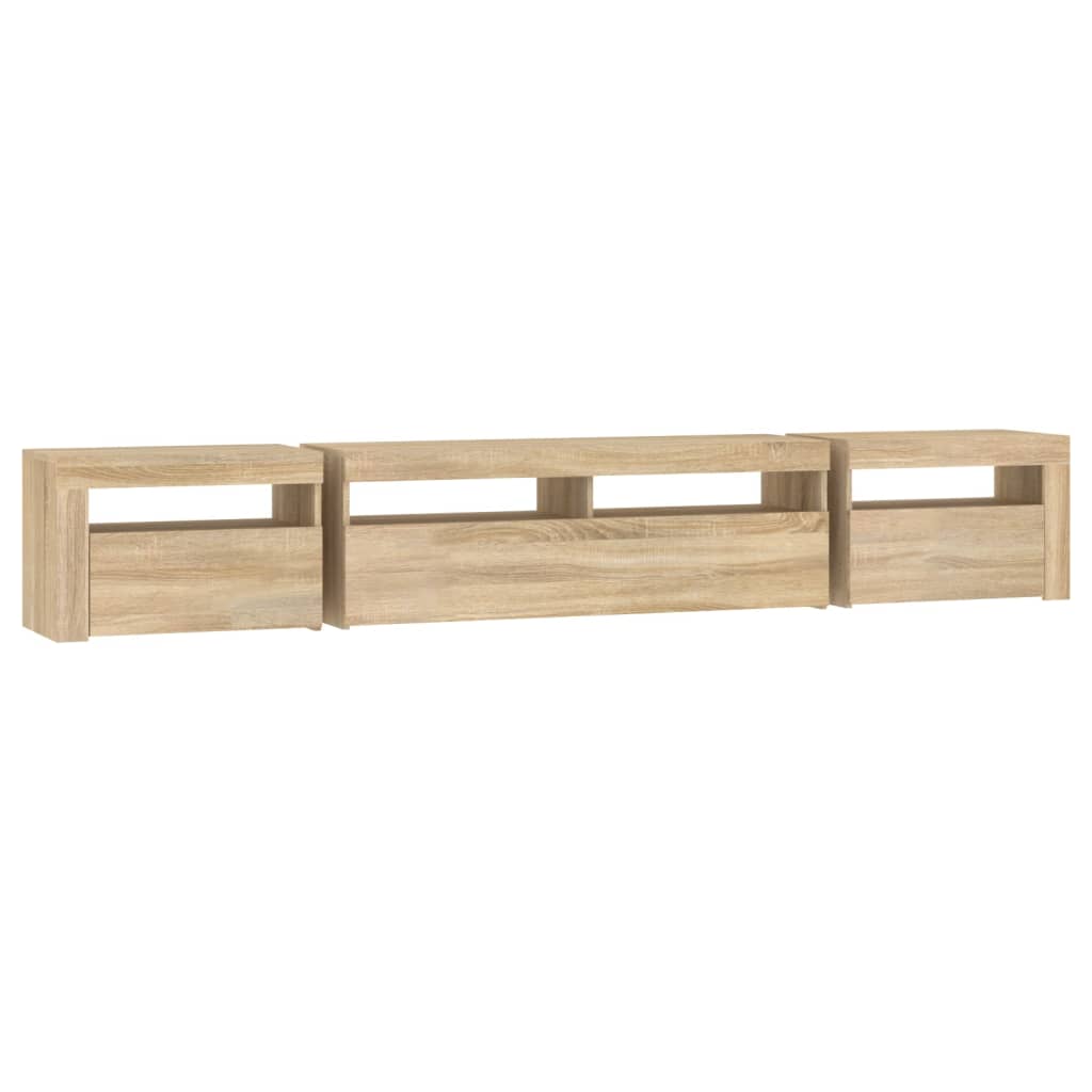 vidaXL TV Cabinet with LED Lights Sonoma Oak 240x35x40 cm