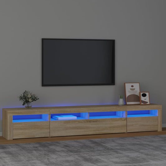 vidaXL TV Cabinet with LED Lights Sonoma Oak 240x35x40 cm