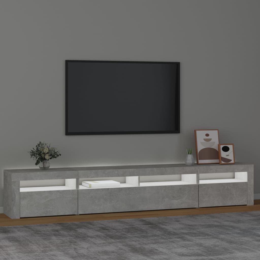 vidaXL TV Cabinet with LED Lights Concrete Grey 240x35x40 cm