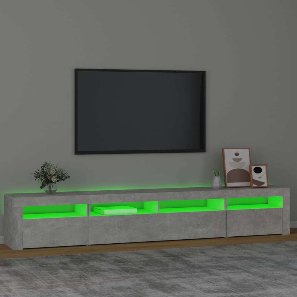 vidaXL TV Cabinet with LED Lights Concrete Grey 240x35x40 cm