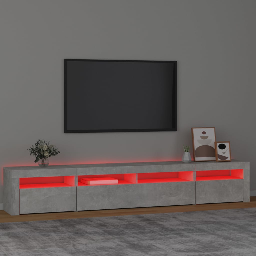 vidaXL TV Cabinet with LED Lights Concrete Grey 240x35x40 cm