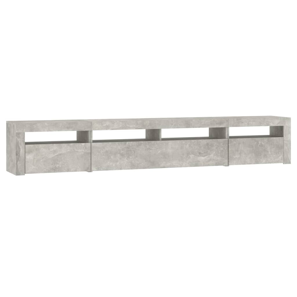 vidaXL TV Cabinet with LED Lights Concrete Grey 240x35x40 cm