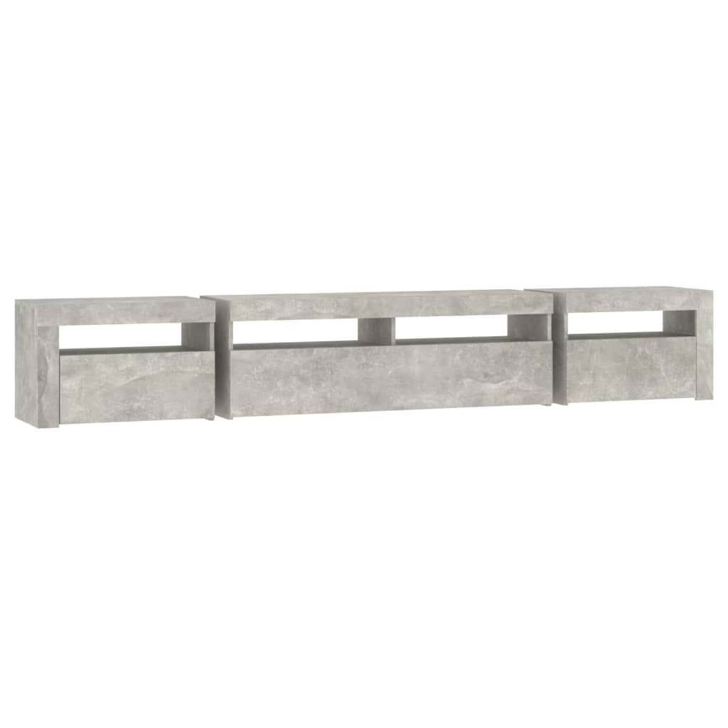 vidaXL TV Cabinet with LED Lights Concrete Grey 240x35x40 cm