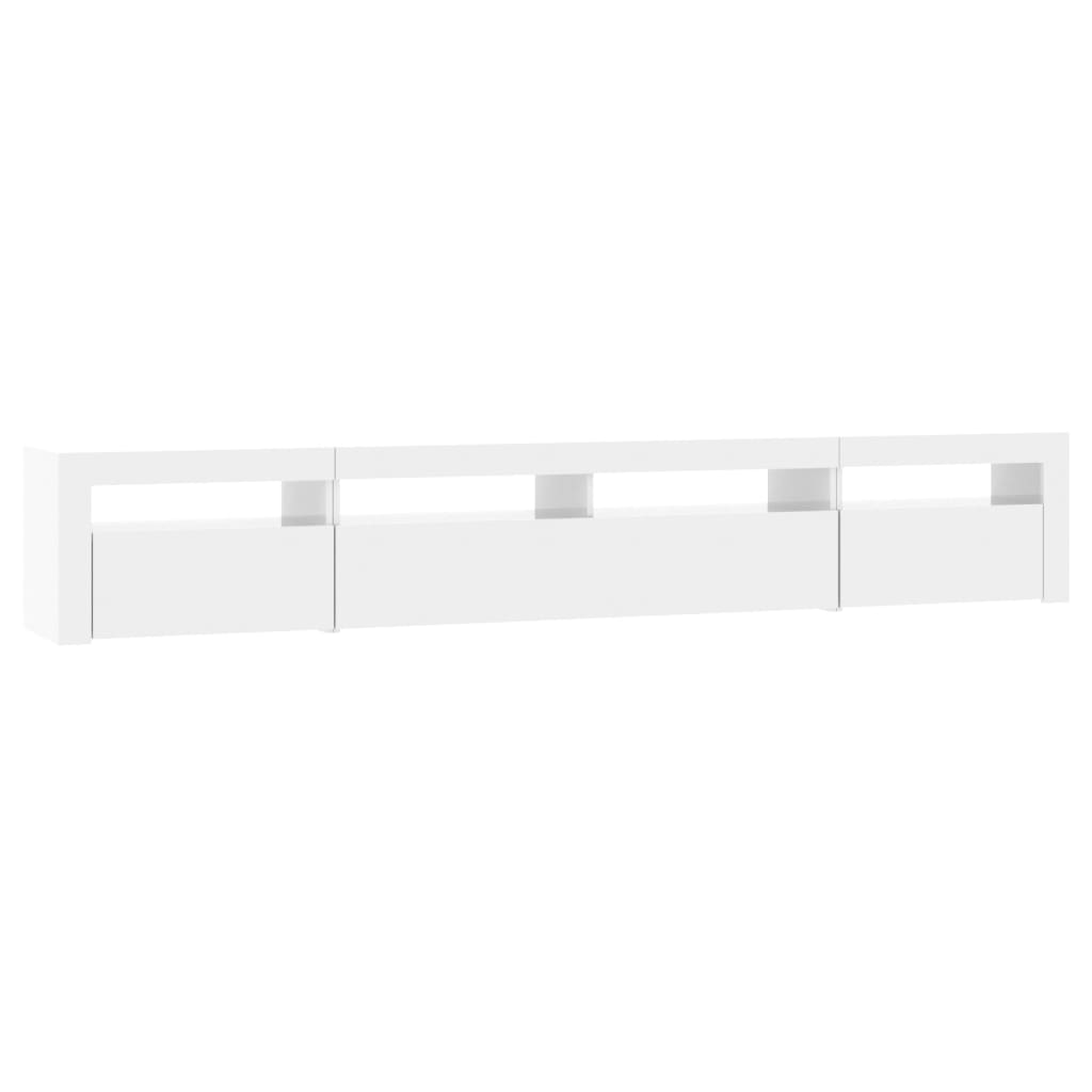 vidaXL TV Cabinet with LED Lights High Gloss White 240x35x40 cm