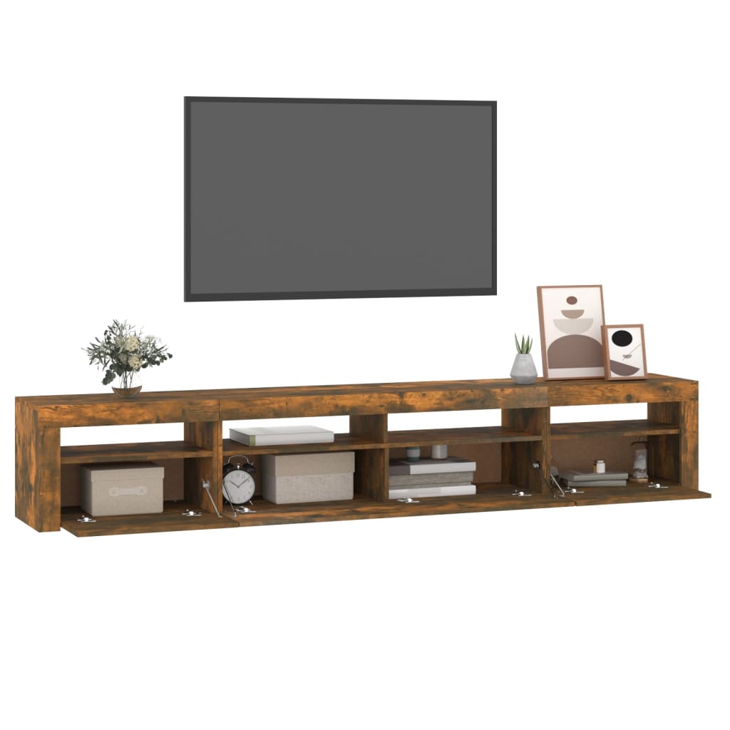 vidaXL TV Cabinet with LED Lights Smoked Oak 240x35x40 cm