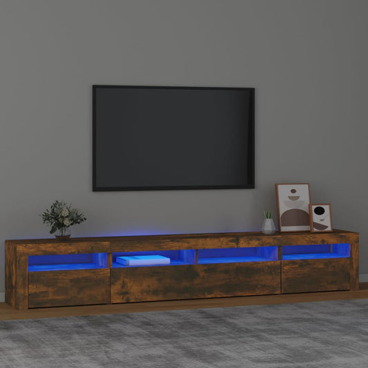 vidaXL TV Cabinet with LED Lights Smoked Oak 240x35x40 cm