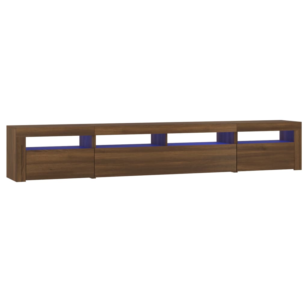 vidaXL TV Cabinet with LED Lights Brown Oak 240x35x40 cm