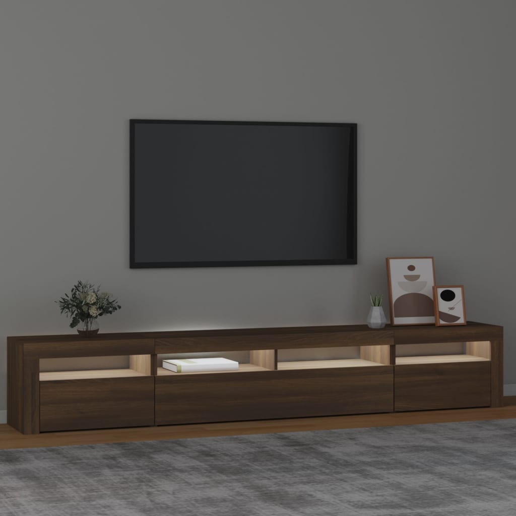 vidaXL TV Cabinet with LED Lights Brown Oak 240x35x40 cm