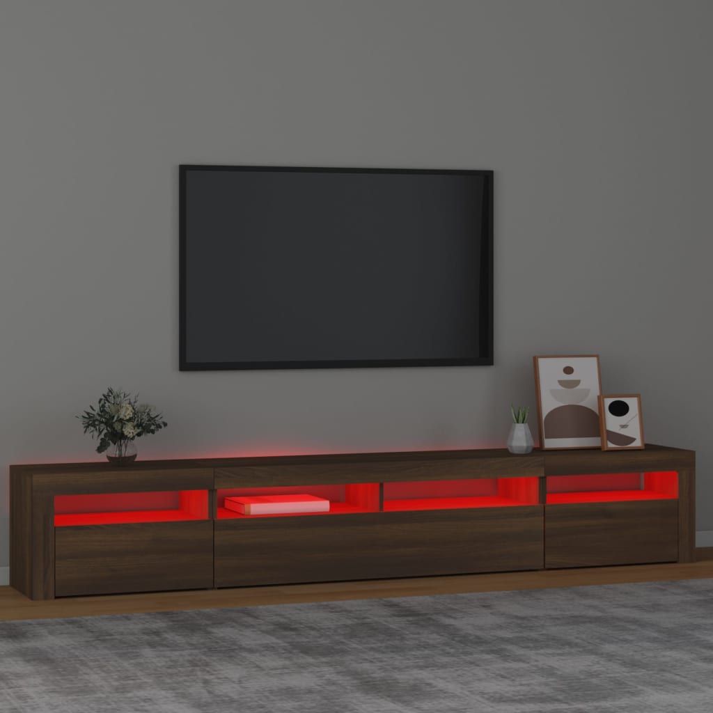 vidaXL TV Cabinet with LED Lights Brown Oak 240x35x40 cm