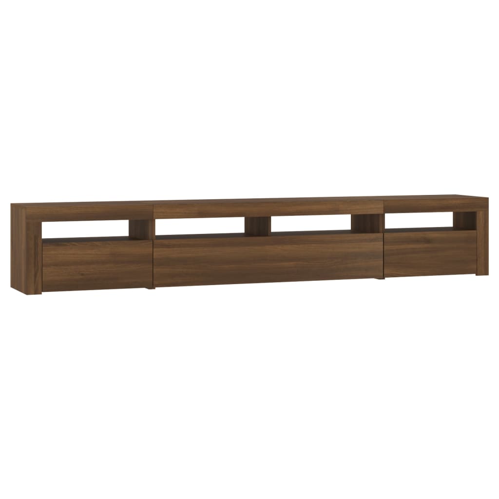 vidaXL TV Cabinet with LED Lights Brown Oak 240x35x40 cm