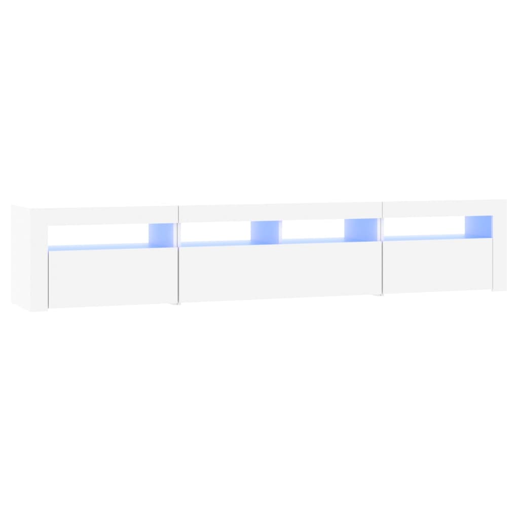 vidaXL TV Cabinet with LED Lights White 210x35x40 cm