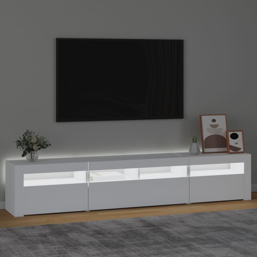 vidaXL TV Cabinet with LED Lights White 210x35x40 cm