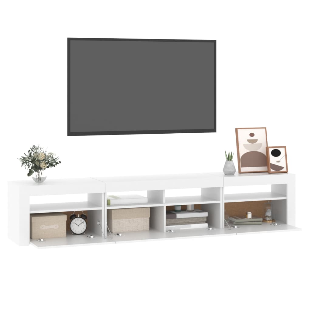 vidaXL TV Cabinet with LED Lights White 210x35x40 cm