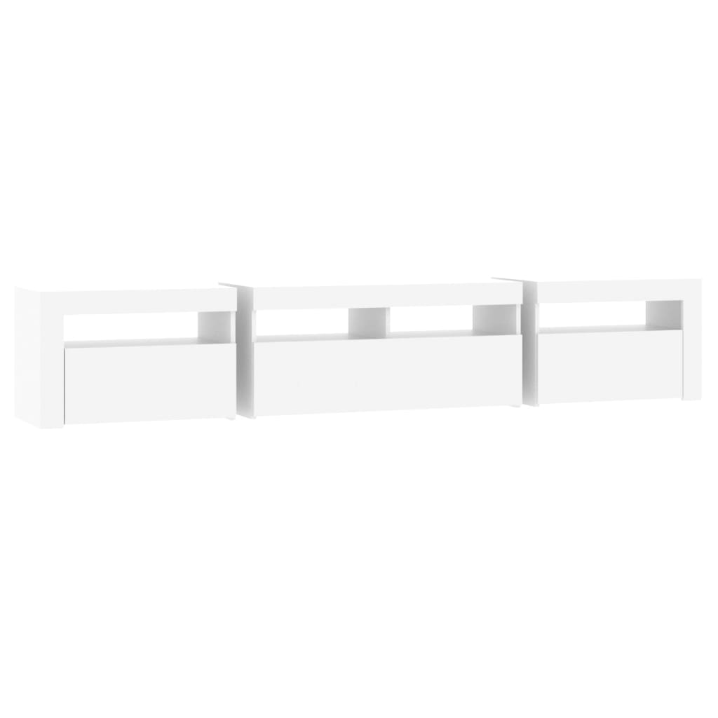 vidaXL TV Cabinet with LED Lights White 210x35x40 cm